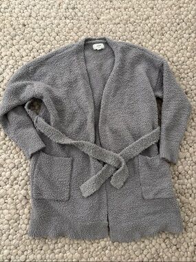 Aerie Cozy Gray Sherpa Belted robe XS